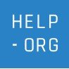 Blue square with the text 'HELP-ORG' in white, featuring a hyphen in the middle.