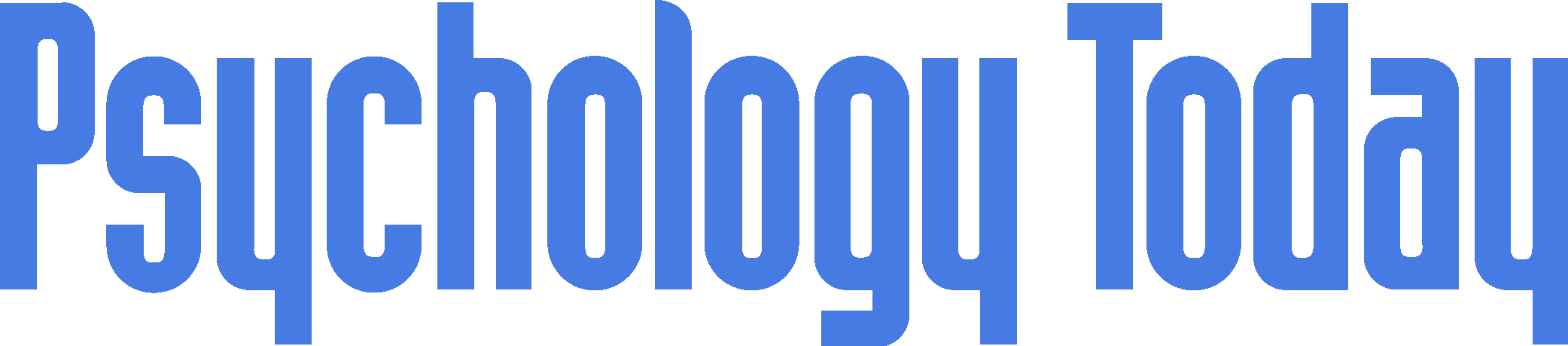 Blue 'Psychology Today' logo on a transparent background.