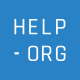 A blue square with the text "HELP - ORG" in white capital letters.